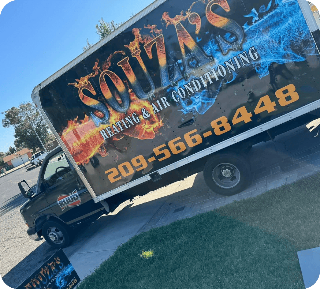 Souza's Heating & Air Conditioning box truck.