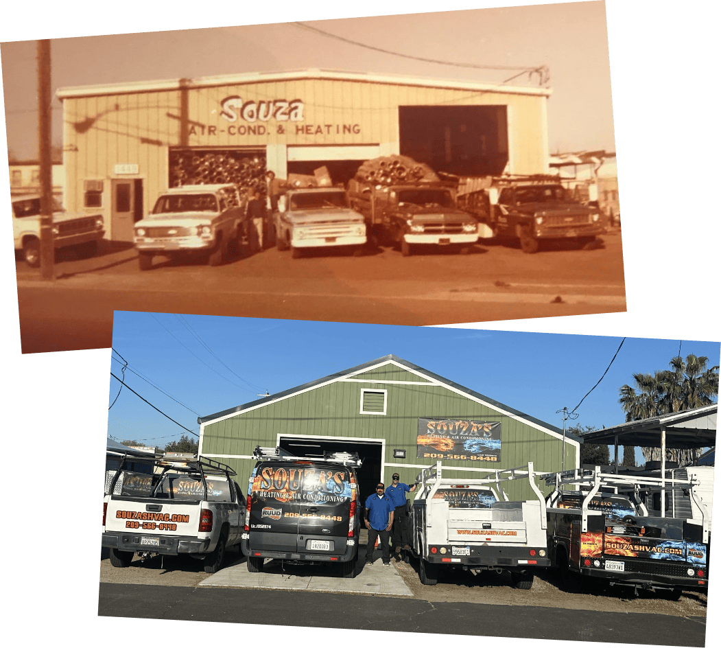 Original Souza's Air Conditioning & Heating Company and today's office.